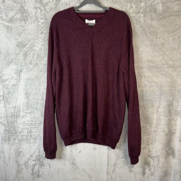 John W Nordstrom 100% Cashmere V-Neck Sweater Maroon Mens Size XL - Picture 1 of 7
